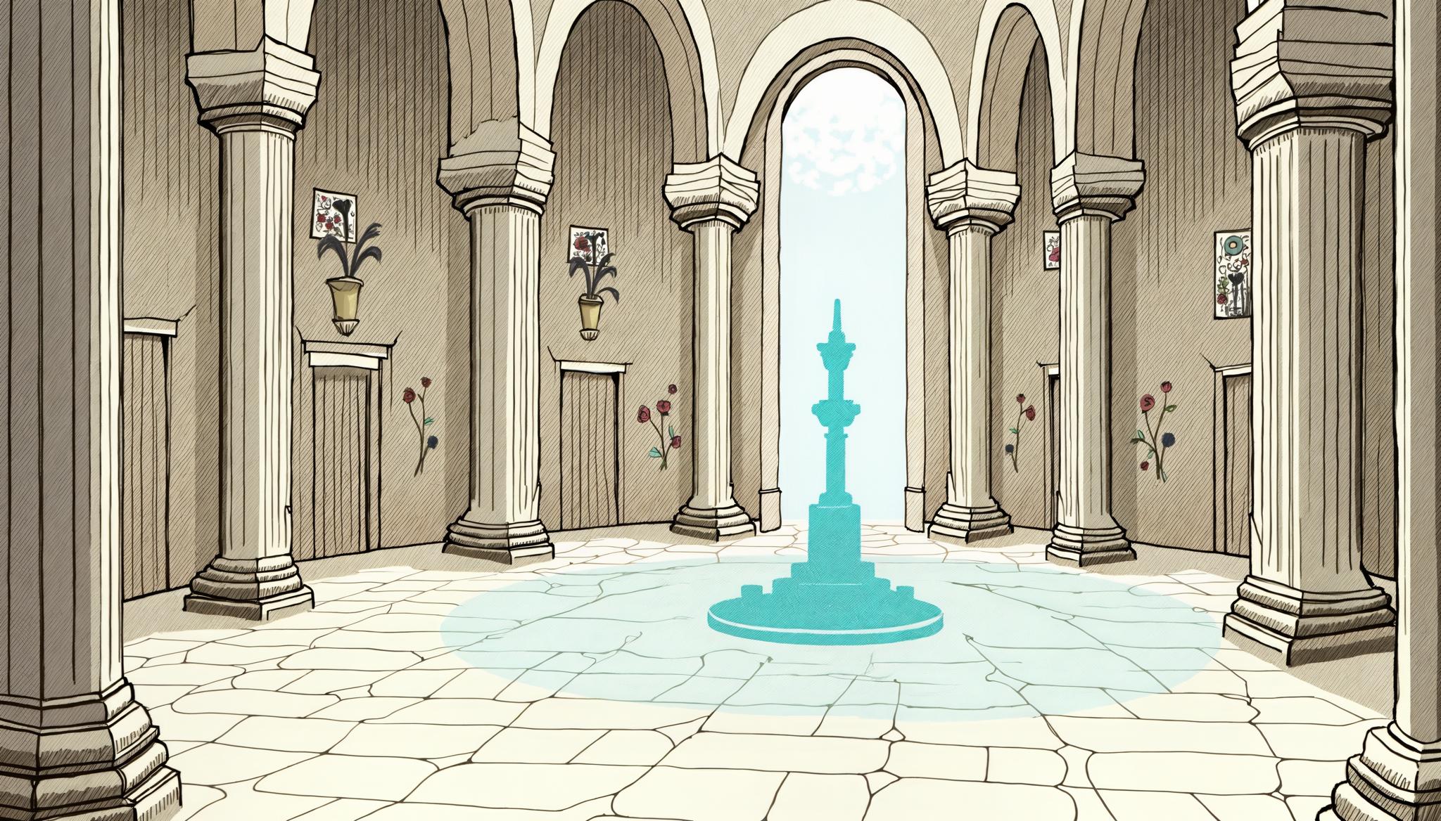 A serene clinical environment, architectural engraving